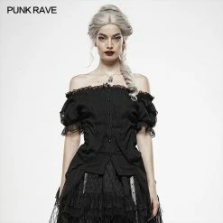 Punk Rave Store Lolita Broken-winged Black Angel Short Sleeve Shirt