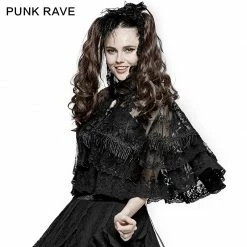 Punk Rave Store Flower Embroidered High Collar Lace Gothic Coat/lolita Cloak