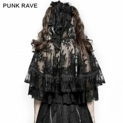 Punk Rave Store Flower Embroidered High Collar Lace Gothic Coat/lolita Cloak