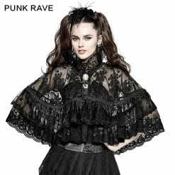 Punk Rave Store Flower Embroidered High Collar Lace Gothic Coat/lolita Cloak