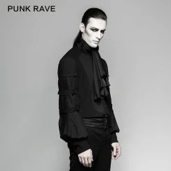 Punk Rave Store Big Balloon Sleeves Ruffle Gothic Shirt With Removable Tie-scarf