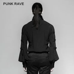 Punk Rave Store Big Balloon Sleeves Ruffle Gothic Shirt With Removable Tie-scarf