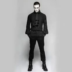 Punk Rave Store Big Balloon Sleeves Ruffle Gothic Shirt With Removable Tie-scarf