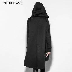 Punk Rave Store Black Personality Irregular Cloak Style Long Punk Jacket