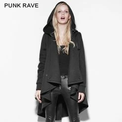 Punk Rave Store Black Personality Irregular Cloak Style Long Punk Jacket