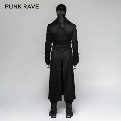 Punk Rave Store Branded Classical Extra Long Men Striped Punk Coat Gothic Vampire