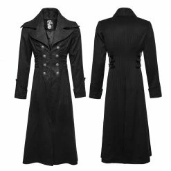 Punk Rave Store Branded Classical Extra Long Men Striped Punk Coat Gothic Vampire