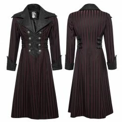 Punk Rave Store Branded Classical Extra Long Men Striped Punk Coat Gothic Vampire