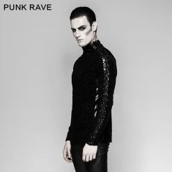 Punk Rave Store Gorgeous Elastic Square Pattern Long Sleeve Gothic T-shirts