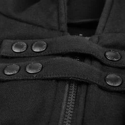 Punk Rave Store Black Men's Hooded Long Sweater Punk Jacket With Stripes