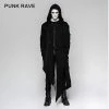 Punk Rave Store Black Men's Hooded Long Sweater Punk Jacket With Stripes