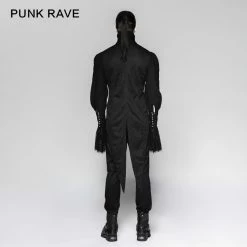 Punk Rave Store Lace Puff Sleeves Brocade Swallow-tailed Men Gothic Shirt