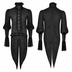 Punk Rave Store Lace Puff Sleeves Brocade Swallow-tailed Men Gothic Shirt