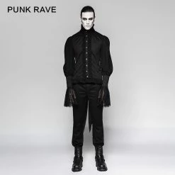 Punk Rave Store Lace Puff Sleeves Brocade Swallow-tailed Men Gothic Shirt