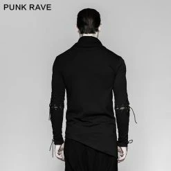 Punk Rave Store Rock Zipper High Collar Drawstring Long Sleeve Punk T-shirts