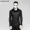 Punk Rave Store Rock Zipper High Collar Drawstring Long Sleeve Punk T-shirts