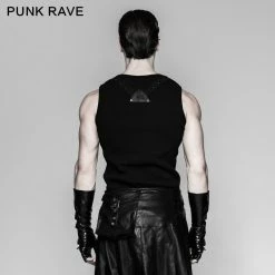 Punk Rave Store Punk Accessories Length Delicate Mesh Leather Mens Gloves CyberPunk