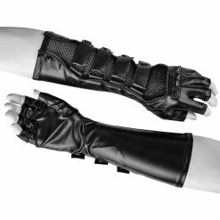 Punk Rave Store Punk Accessories Length Delicate Mesh Leather Mens Gloves CyberPunk