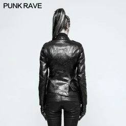 Punk Rave Store Punk Leather Jacket Motorcycle Slim-fitting Leather Punk Jacket For Women