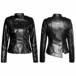 Punk Rave Store Punk Leather Jacket Motorcycle Slim-fitting Leather Punk Jacket For Women