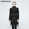 Punk Rave Store Women Swallow Tail Worsted Black Punk Jacket With Bronze Accessories