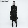 Punk Rave Store Asymmetry Worsted Long Punk Coat Women Black Military Uniform