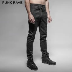 Punk Rave Store Black Spring New Chinese Knot Skinny Gothic Pants For Men
