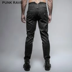 Punk Rave Store Black Spring New Chinese Knot Skinny Gothic Pants For Men