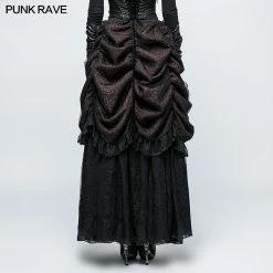 Punk Rave Store Gorgeous Flame Jacquard Gothic Skirt With Bubble Lace Hem