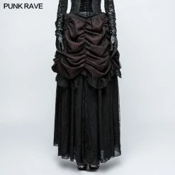 Punk Rave Store Gorgeous Flame Jacquard Gothic Skirt With Bubble Lace Hem