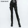 Punk Rave Store Eyelets Skinny Elastic Punk Jeans With 3d Pocket