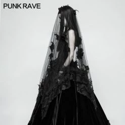 Punk Rave Store Exquisite Lace Gothic Accessories 3d Flower Gorgeous Veil With Flowing Mesh