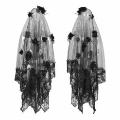 Punk Rave Store Exquisite Lace Gothic Accessories 3d Flower Gorgeous Veil With Flowing Mesh