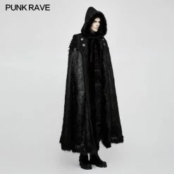 Punk Rave Store Winter Woolen Worsted Witch Long Gothic Coat For Men
