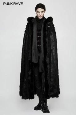 Punk Rave Store Winter Woolen Worsted Witch Long Gothic Coat For Men