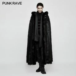 Punk Rave Store Winter Woolen Worsted Witch Long Gothic Coat For Men