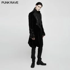 Punk Rave Store Suede Embossed Velvet Gothic Coat Gorgeous Medium Long Style