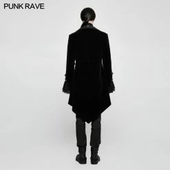 Punk Rave Store Suede Embossed Velvet Gothic Coat Gorgeous Medium Long Style