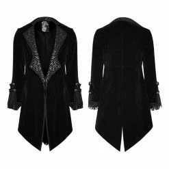 Punk Rave Store Suede Embossed Velvet Gothic Coat Gorgeous Medium Long Style