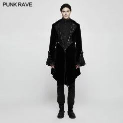 Punk Rave Store Suede Embossed Velvet Gothic Coat Gorgeous Medium Long Style