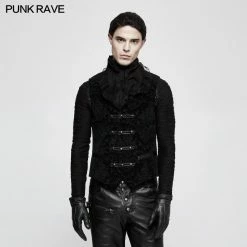 Punk Rave Store High Quality Velvet Printing Gothic Vest For Men