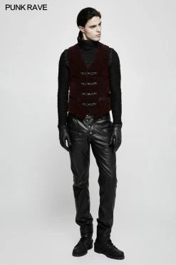 Punk Rave Store High Quality Velvet Printing Gothic Vest For Men