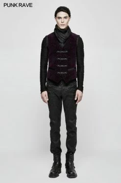 Punk Rave Store High Quality Velvet Printing Gothic Vest For Men