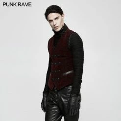 Punk Rave Store High Quality Velvet Printing Gothic Vest For Men