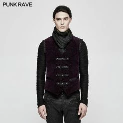 Punk Rave Store High Quality Velvet Printing Gothic Vest For Men