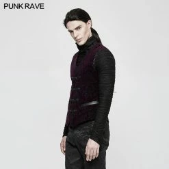 Punk Rave Store High Quality Velvet Printing Gothic Vest For Men