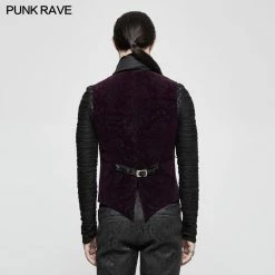 Punk Rave Store High Quality Velvet Printing Gothic Vest For Men