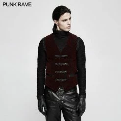 Punk Rave Store High Quality Velvet Printing Gothic Vest For Men