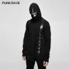 Punk Rave Store Spliced Thread Knitted Hooded Punk Sweaters Mysterious Warrior Design