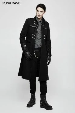 Punk Rave Store Handsome Striped Punk Shirt With Free Hanging Metal Chain